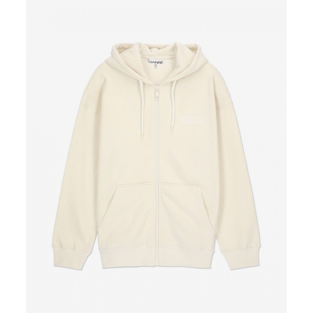 GANNI 女性用オーバーサイズソフトウェアジップアップパーカー-イーグレット/T3232135