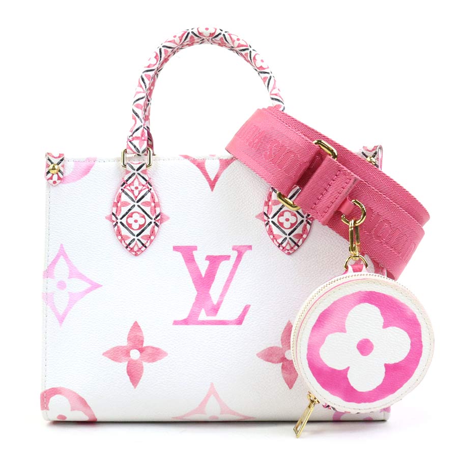 ルイ ヴィトン LOUIS VUITTON ハンドバッグ ショルダーバッグ バイ ザ プール オンザゴーPM レザー ホワイト×ピンク レディース M22976 90016k