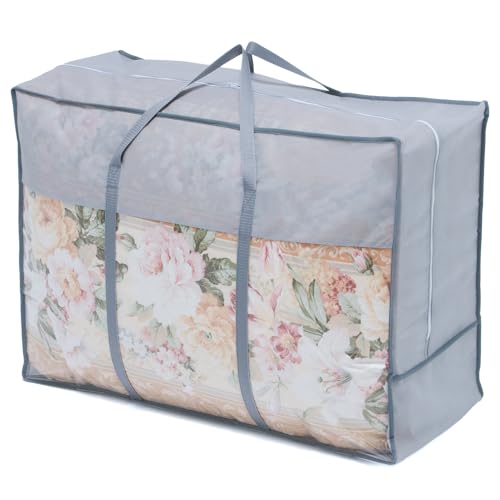 アストロ 羽毛布団収納袋 グレー シングル ダブル兼用 通気性の良い不織布製 布団収納 布団袋 収納バッグ 収納ケース 保管袋 ホコリ除け 持ち