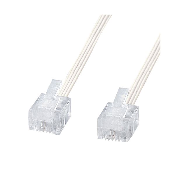 （まとめ） サンワサプライ やわらかスリムケーブル（白） TEL-S2-15N2 (×5セット)