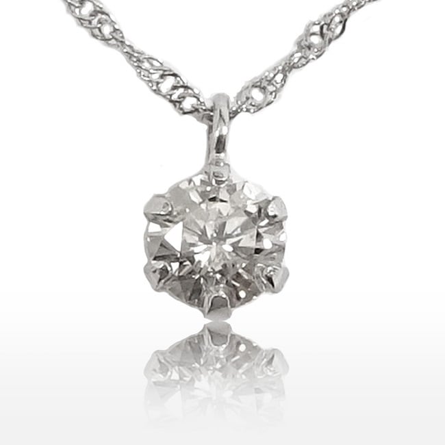 ダイヤモンドネックレス 一粒 4C 鑑定付プラチナ6本爪 / 0.228ct / SI-2 / Mカラー / Very Good