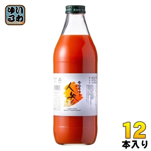 いち粒 雪国生まれのおいしい人参ジュース 1000ml 瓶 12本 (6本入×2 まとめ買い) 野菜ジュース ストレート