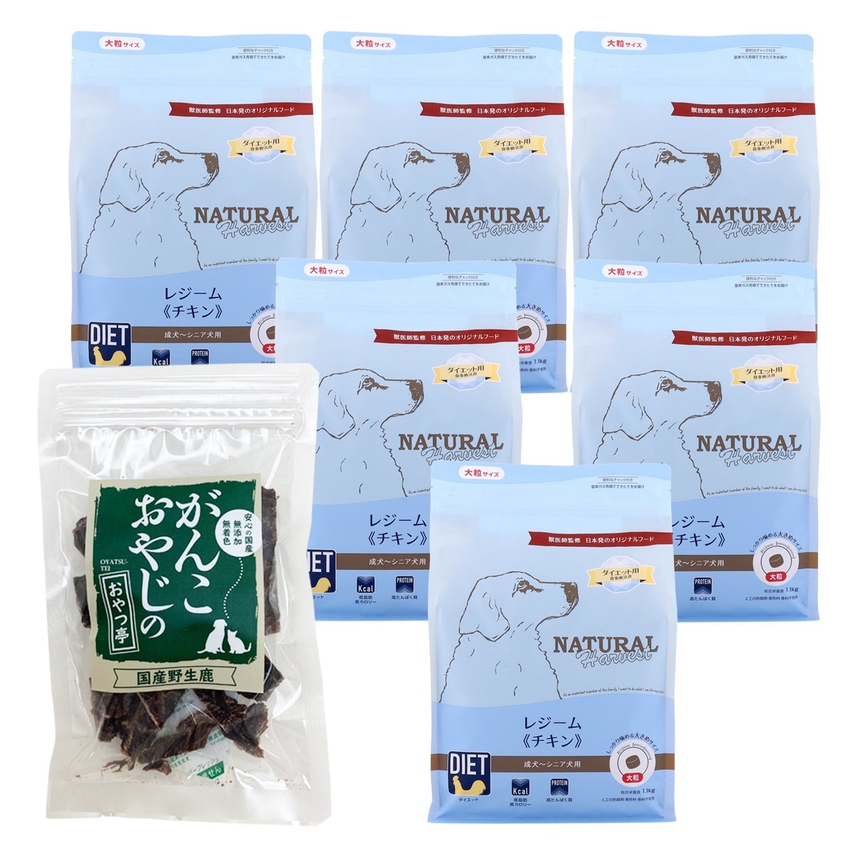 レジーム チキン (大粒) 1.1kg×6袋【国産鹿肉ジャーキー20g付き】