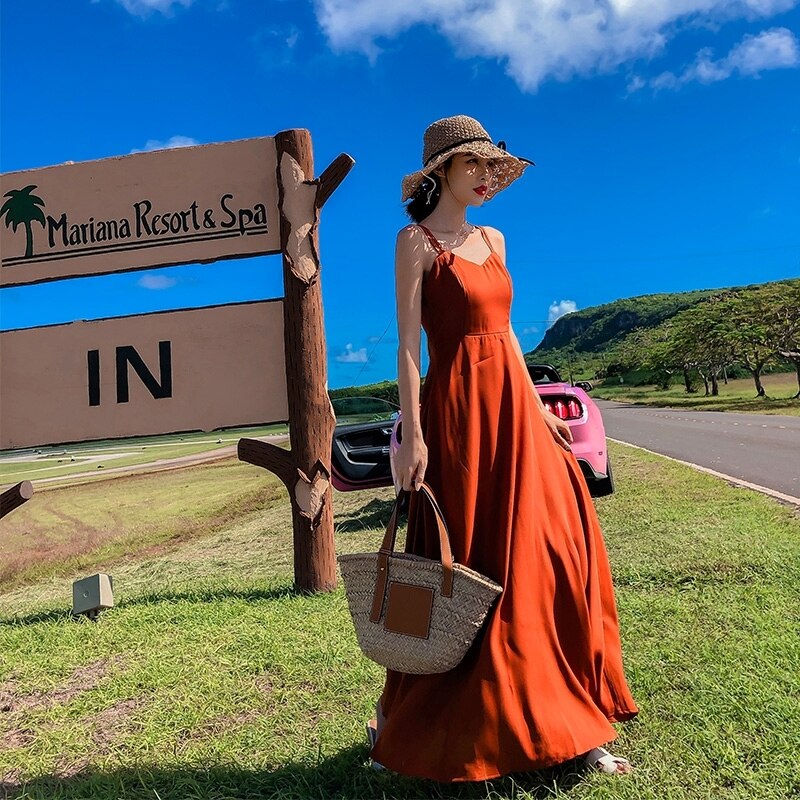 ワンピース レディース 送料無料 フレアワンピース キャミワンピース ロングワンピース マキシワンピース ロング丈 マキシ丈 キャミソール 袖なし ノースリーブ Vネック ハイウエスト ウエストマーク