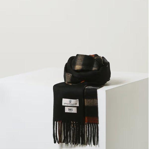 ブラックチェックロゴカシミア100両面マフラーDBMU5F990B_s