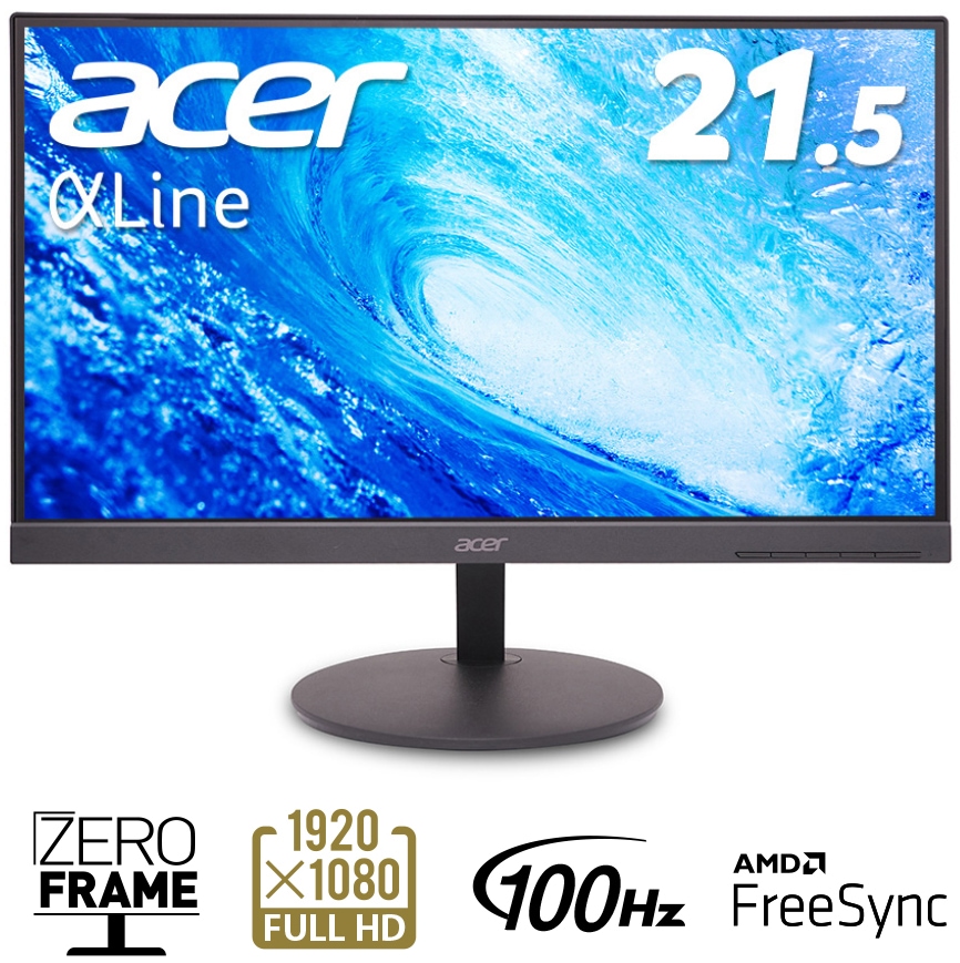 Acerエイサー 液晶ディスプレイ(21.5型/VA/FullHD 1920×1080/100Hz/4ms/HDMI1.4/ミニD-Sub/3年保証)(ブラック) EA220QHBI