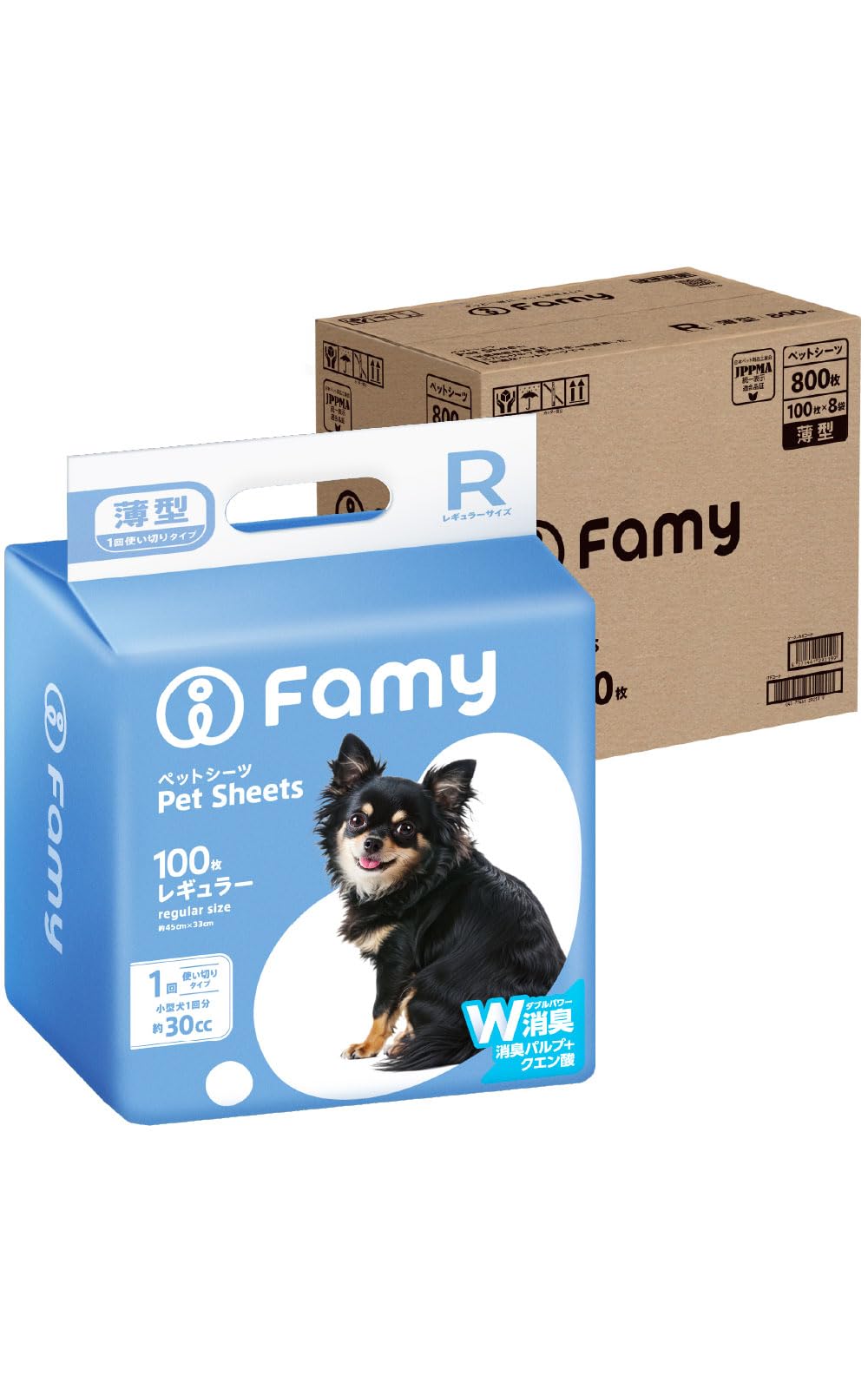 Famy ファミー ペットシーツ うす型 薄型 1回使い切りタイプ レギュラー 800枚入り（100枚入り×8）
