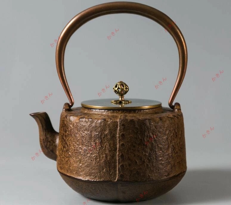 限定版鉄瓶 銅製蓋 銅製取っ手 新品 提梁壺茶道具 時代物 手作 細工 ガス電気コンロ炭火 対応 鉄やかん