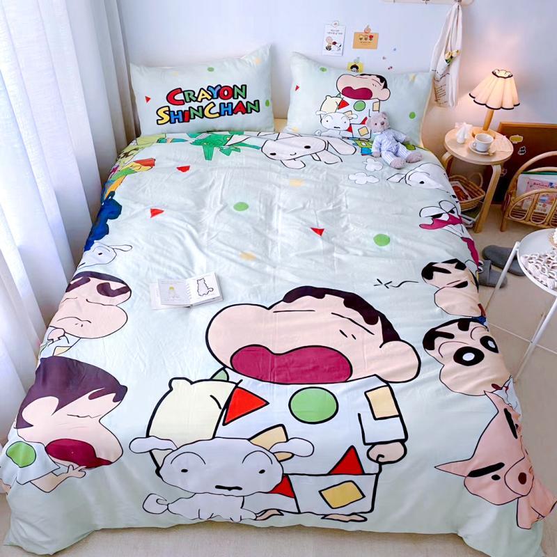 純綿漫画クレヨンしんちゃんベッド4点セットかわいい子供綿シーツカバー学生寮3点セット