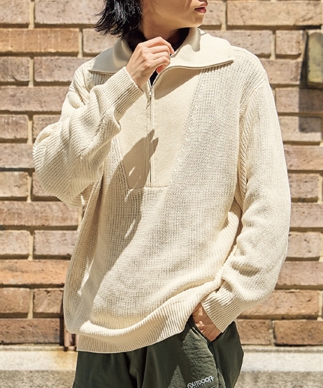 ニット・セーター ローゲージジップアップニット