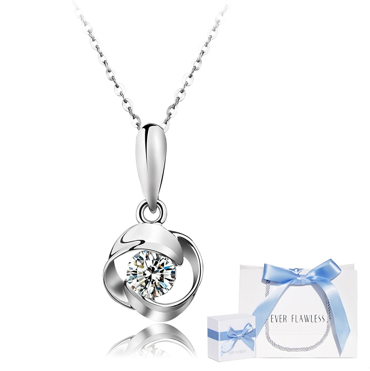 スワロフスキー ジルコニア採用 925純銀製 レディース ネックレス