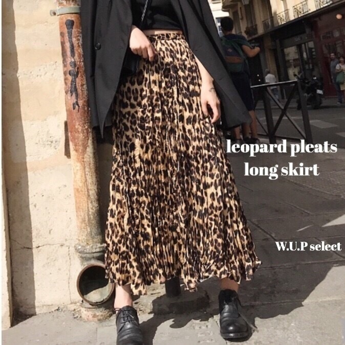 あす楽対応 トレンド 韓国ファッション レディース オルチャンファッション ロングスカート T9 プリーツ レオパード 国内発 オルチャン その他 スカート カラー Leopard Kaashaaneh Ir