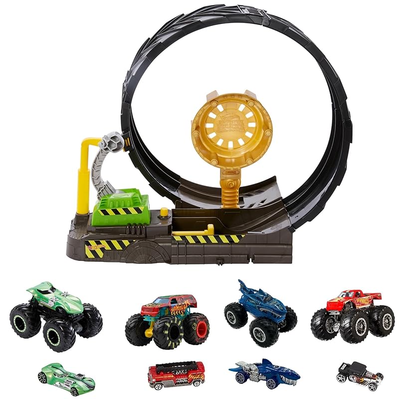 ホットウィール(Hot Wheels) モンスタートラック ビッグループ チャレンジ プレイセット【ミニカー プレイセット】モンスタートラック×4ミニカー×4 計8台付 【4才~】 HGV15