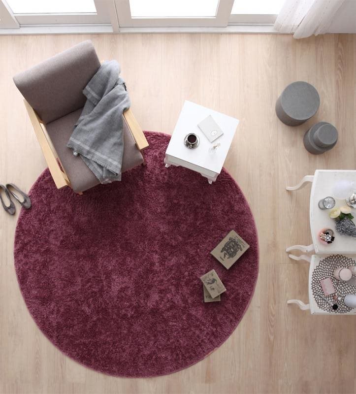 洗える! お部屋のアクセントになるミックスカラーの円形シャギーラグ [vifla bouquet]ヴィフラ/ブーケ 直径190cm（サークル） ワインレッド