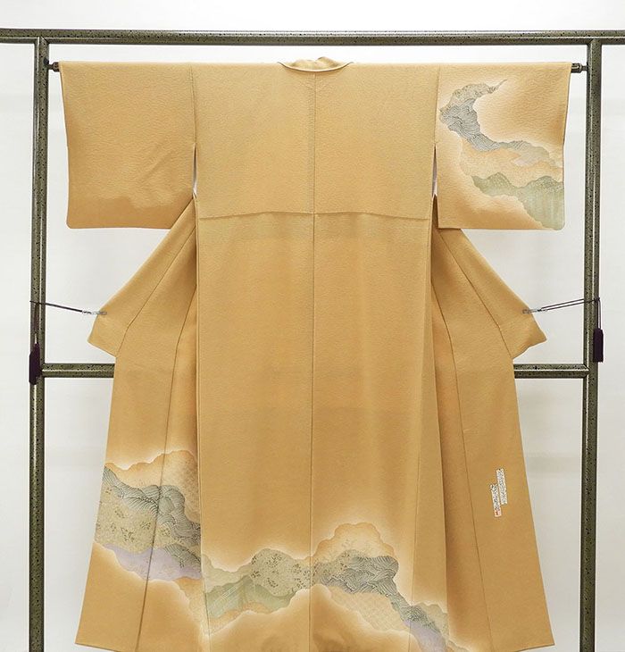 訪問着 正絹 京友禅摺り染 樽本伊勢蔵作 身丈152cm 裄丈63.5cm 付下訪問着 リサイクル 着物 b0186