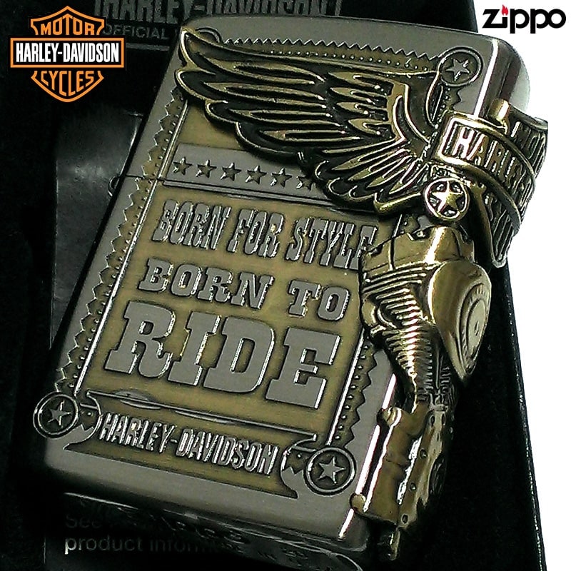 ZIPPO ライター ハーレーダビッドソン ジッポ アンティークシルバー＆ゴールド 金銀 古美仕上げ 3面メタル イーグル 日本国内限定モデル かっこいい ジッポー ギフト