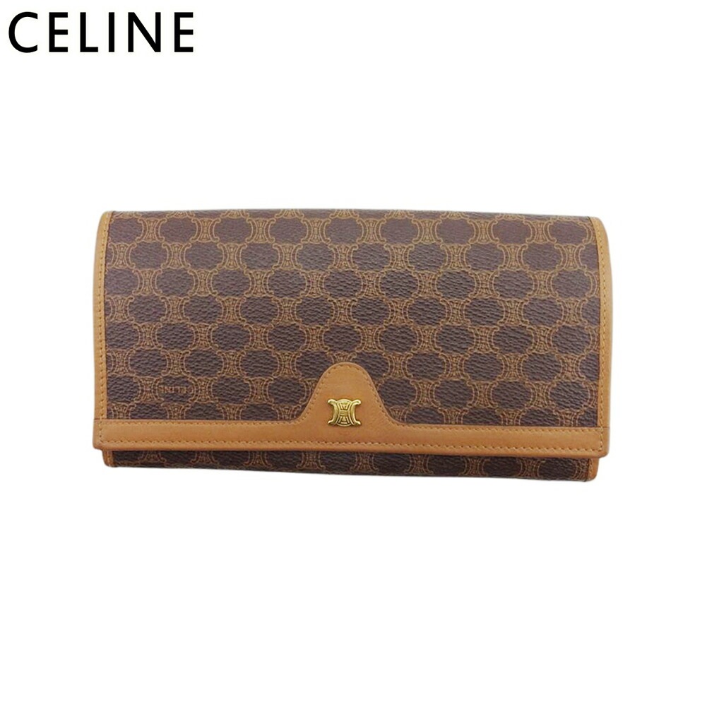 長財布 がま口 ファスナー 財布 マカダム レディース メンズ ブラウン ベージュ ゴールド 中古