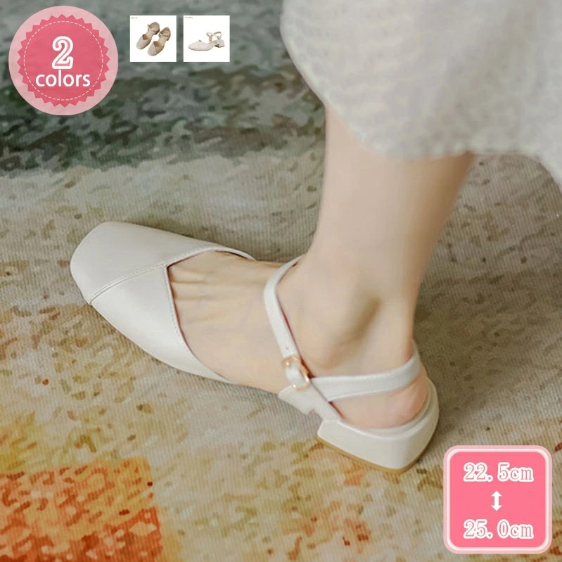 1000円OFFクーポン パンプス レディース シューズ チャンキーヒール ローヒール .5cm スクエアトゥ アンクルストラップ ストラップ セパレート 白 レザー調 疲れにくい 脱げにくい 歩きや