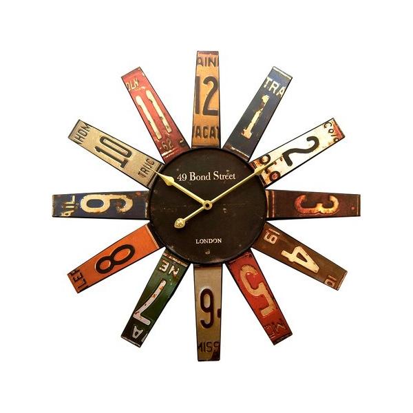 掛け時計 壁掛時計 円形 丸型 おしゃれ インダストリアル レトロ カジュアル アメリカン 西海岸 ナンバープレート デザイン モチーフ