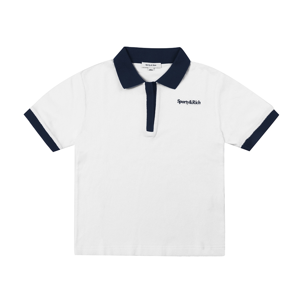 スポーティー&リッチ TO041S406SW セリフ (セリフ) ロゴテリーポロユニセックス半袖Tシャツ