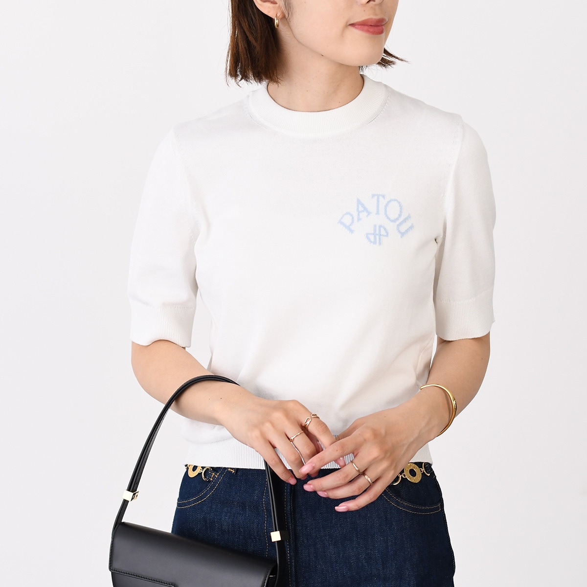 ニット セーター オーガニックコットン＆ポリエステル ボウカラーセーター KN3008 045 レディース