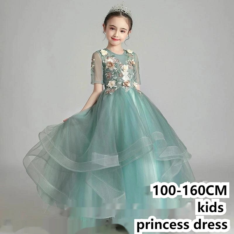 子供ドレス 女の子 ピアノ 発表会 レースドレス プリンセスドレス 結婚式 ワンピース 子供 ロングドレス キッズ ワンピース お姫様 七五三 ジュニア ドレス フォーマル 子ども　c-lifu-65