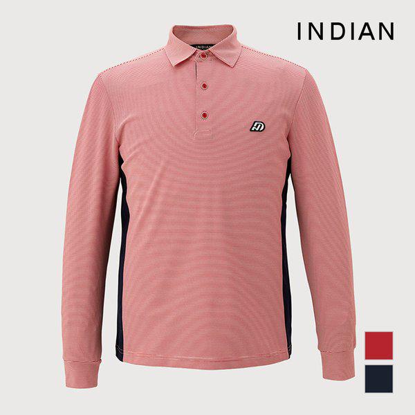 INDIAN ジャーンストライプ 襟付きTシャツ_MITALYS1121