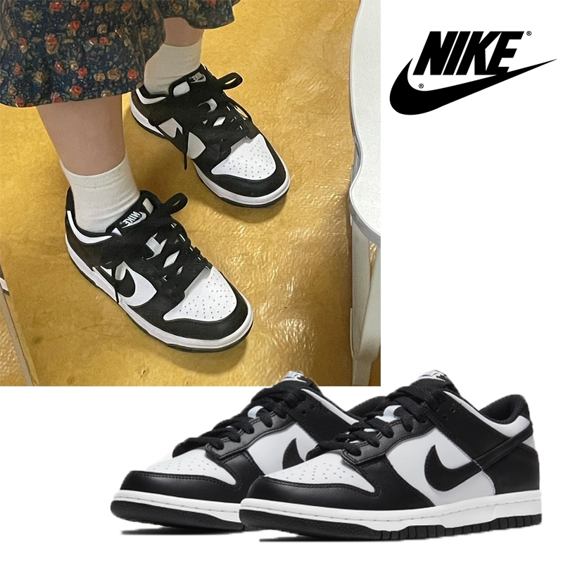 JUNIOR DUNK LOW BG CW1590-100 ダンクロー パンダ 運動靴 スニーカー シューズ バスケットボール バスケ 大人もOK 小学生 中学生 ウィメンズ レディース 韓国 黒