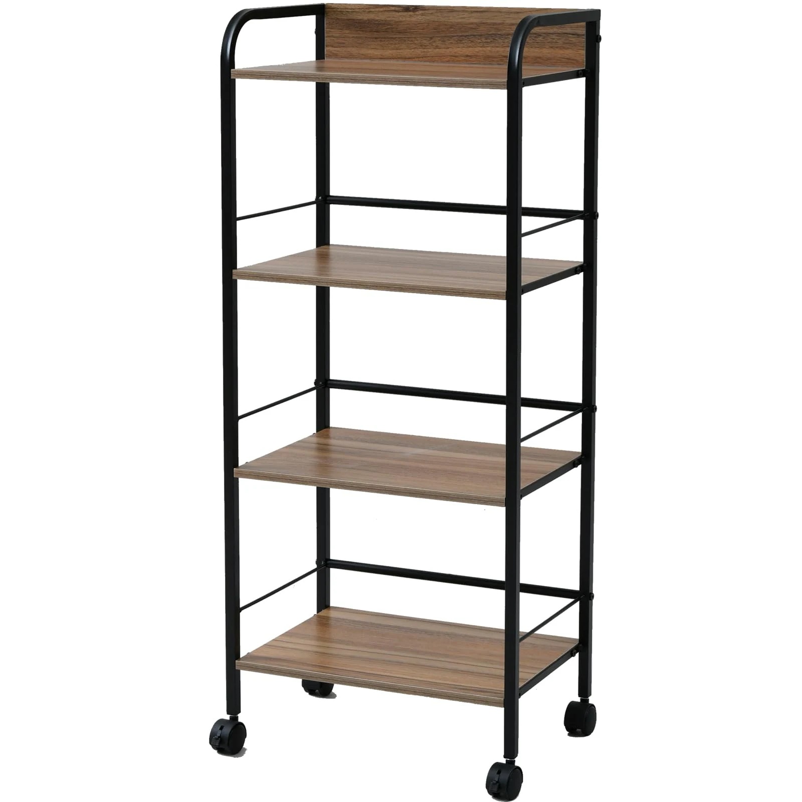 [山善] ラック キャスター付き 4段 カラーボックス用収納ボックス対応 ロボット掃除機が通れる 棚 幅42×奥行27.5×高さ101 組立品 オーク YZCR-4(OAK/BK)
