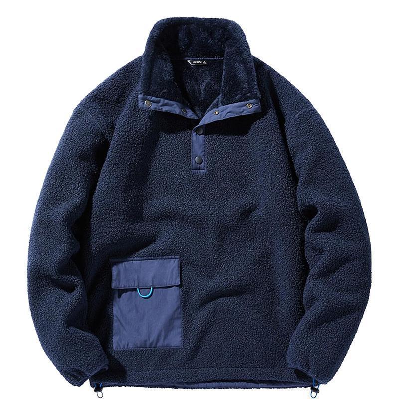 メンズ トップス パーカー プルオーバー トレーナー フリースジャケット ボアフリース 立ち襟 モコモコ 大きいサイズ 無地 厚手 防寒 保温 防風 静電気防止