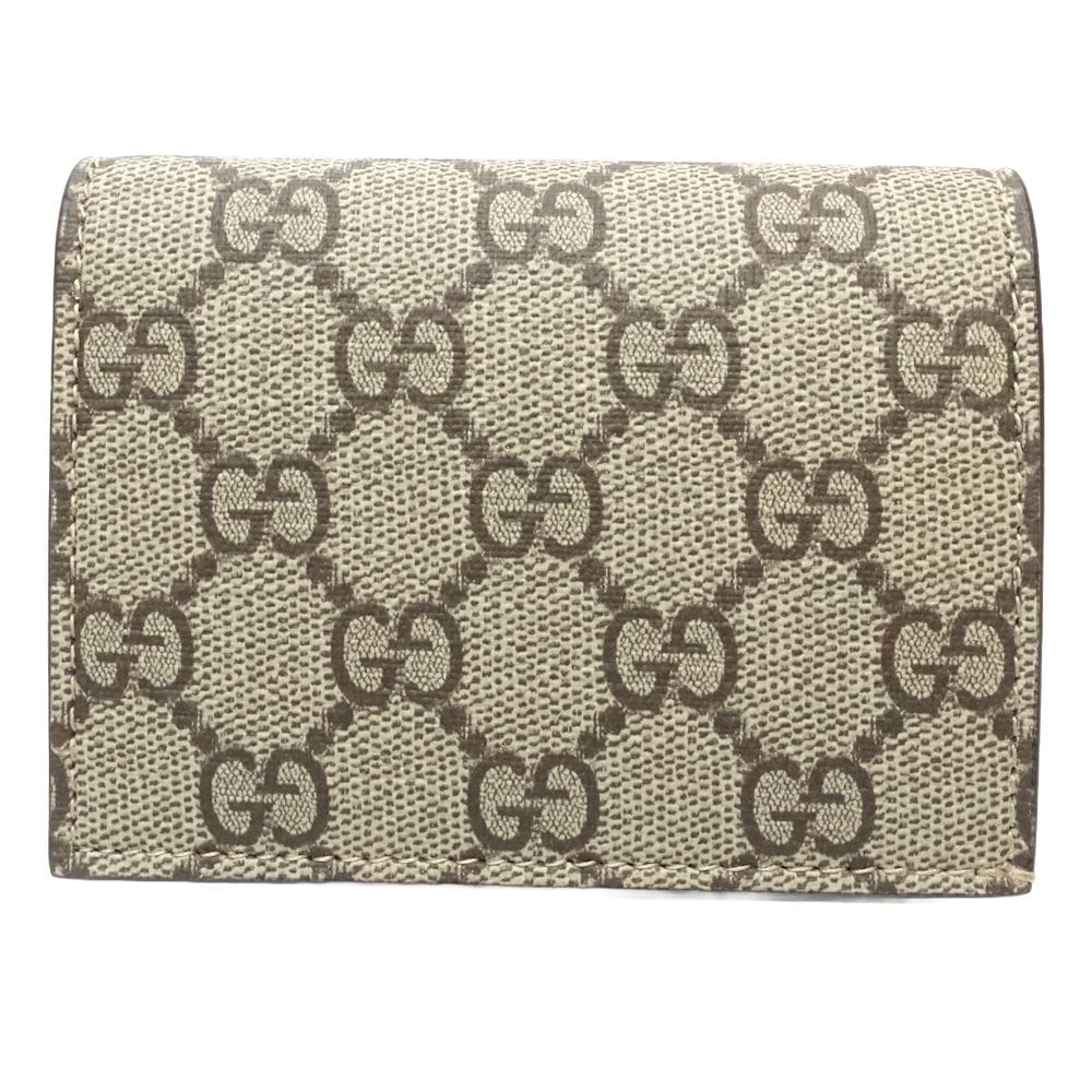 コンパクトフラップウォレット 779810 二つ折り財布 GGスプリームキャンバスxレザー ベージュ ブラウン/181006 未使用 28,714円