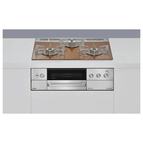 ビルトインガスコンロ 都市ガス用 両側強火タイプ 3口 60cm RHS31W39M12RSTW-13A スパークリングカッパー DELICIA デリシア