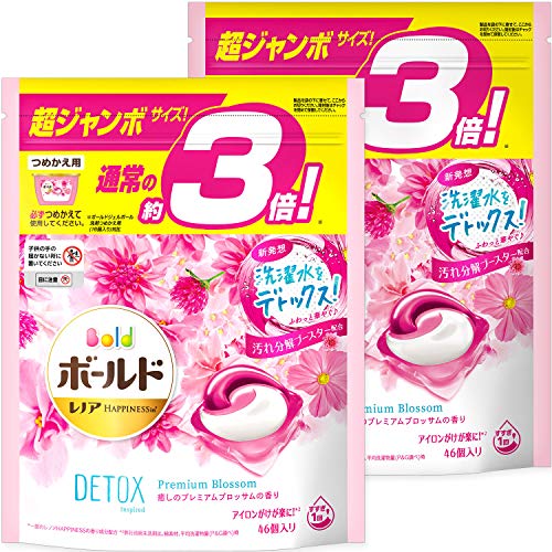 【まとめ買い】 ボールド 洗濯洗剤 ジェルボール 3D 癒しの プレミアムブロッサムの香り 詰め替え 超ジャンボ 46個入 2個