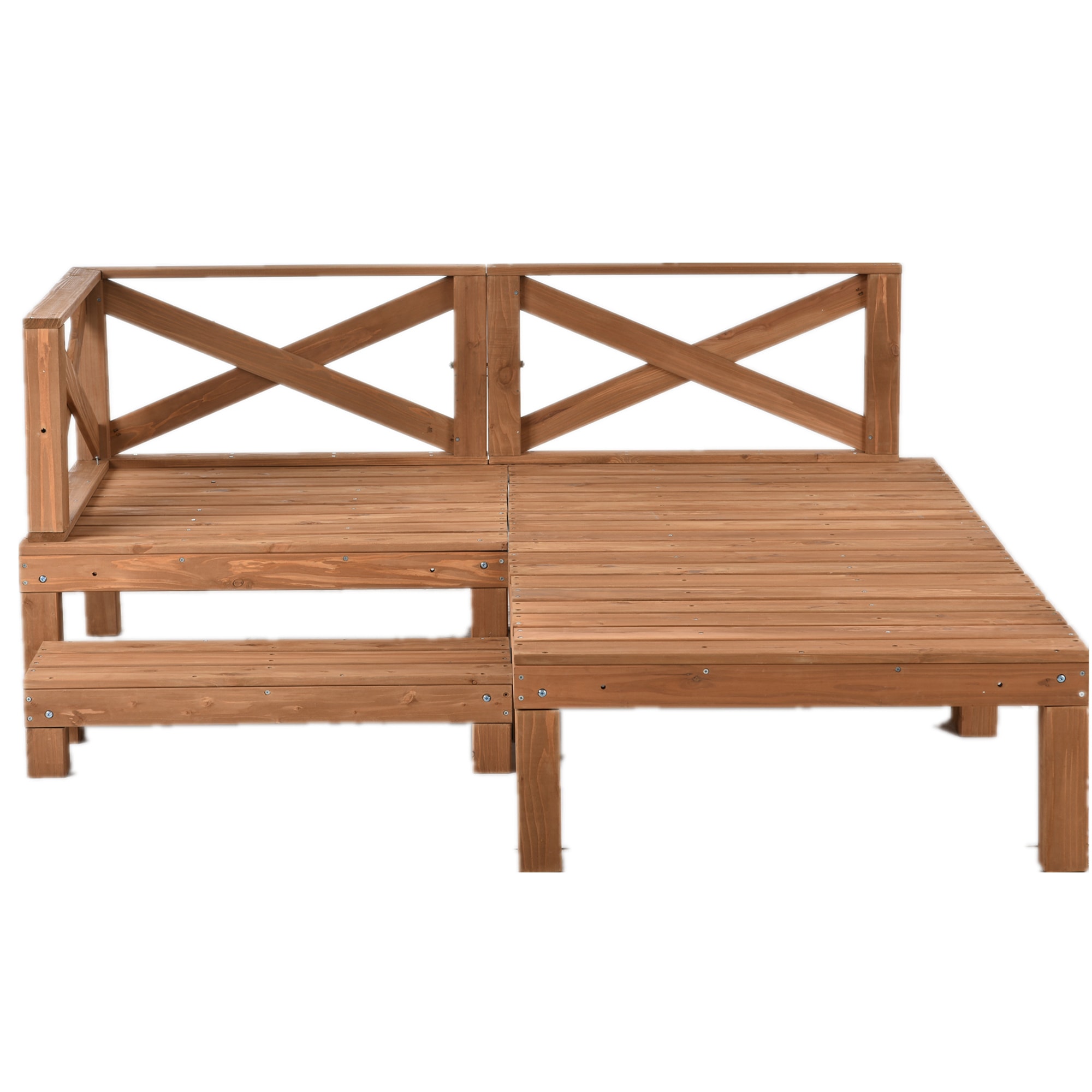 ウッドデッキ 天然木 キット 7点セット 0.75坪 ウッドパネル 家具ガーデンファニチャーバルコニー ベランダ 踏み台付 北欧 キットウッド 新生活【ナチュラル】