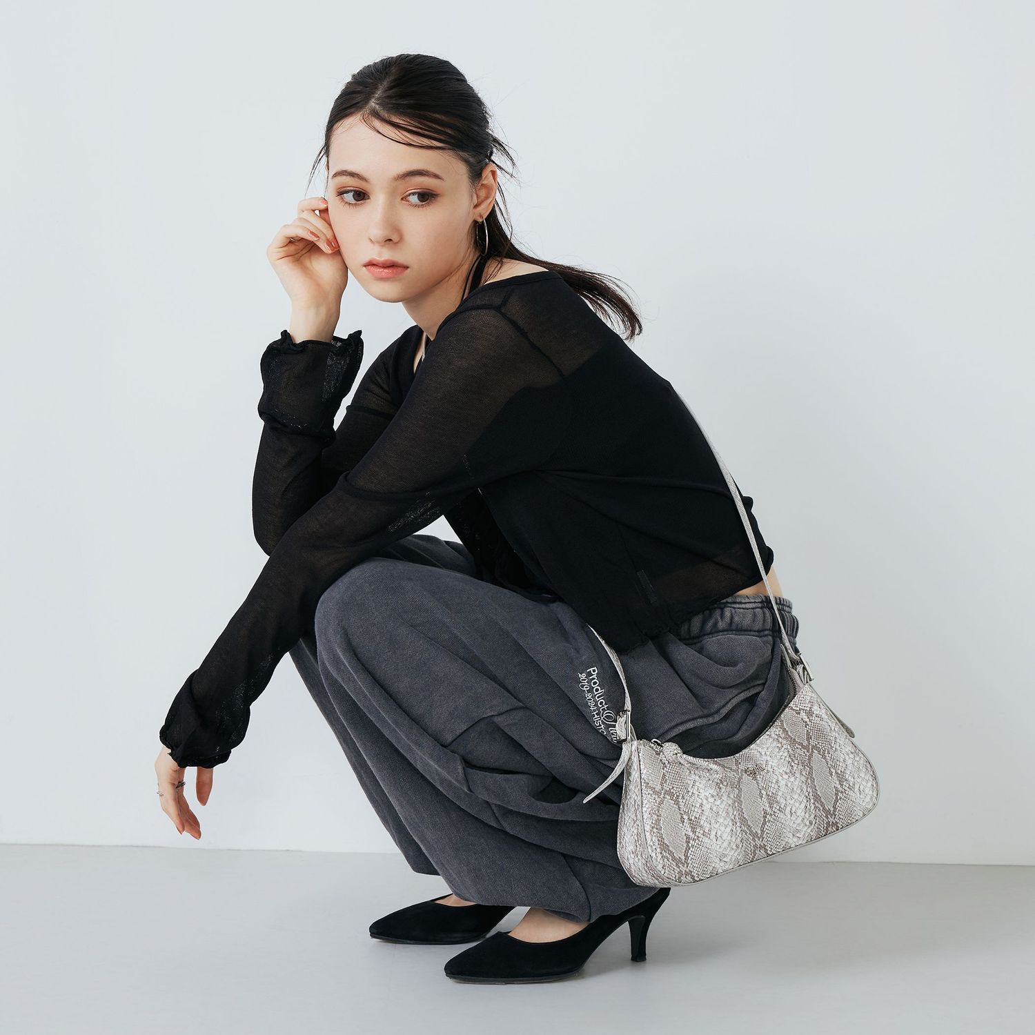 PYTHONEMBOSS ハンドバッグ レディース ブランド パイソン ヘビ柄 蛇 GY-B367