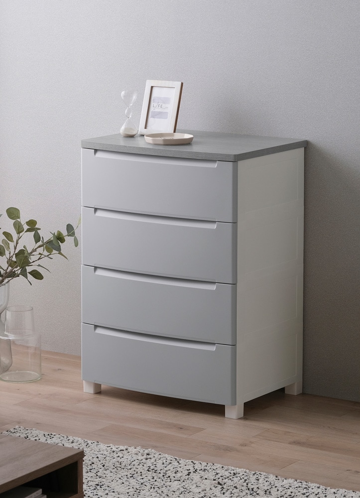 アイリスオーヤマ KDMG-564WTグレ- ウッドトップノックダウンチェスト 幅56cm×4段 (ライトグレー) KDMG564WTグレ 7,121円