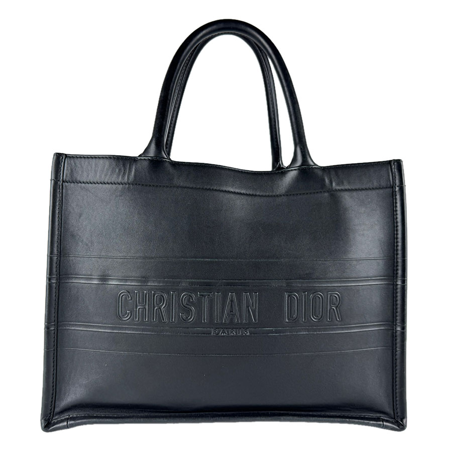 クリスチャンディオール Christian Dior ハンドバッグ ブックトート ミディアム レザー ブラック レディース z9751