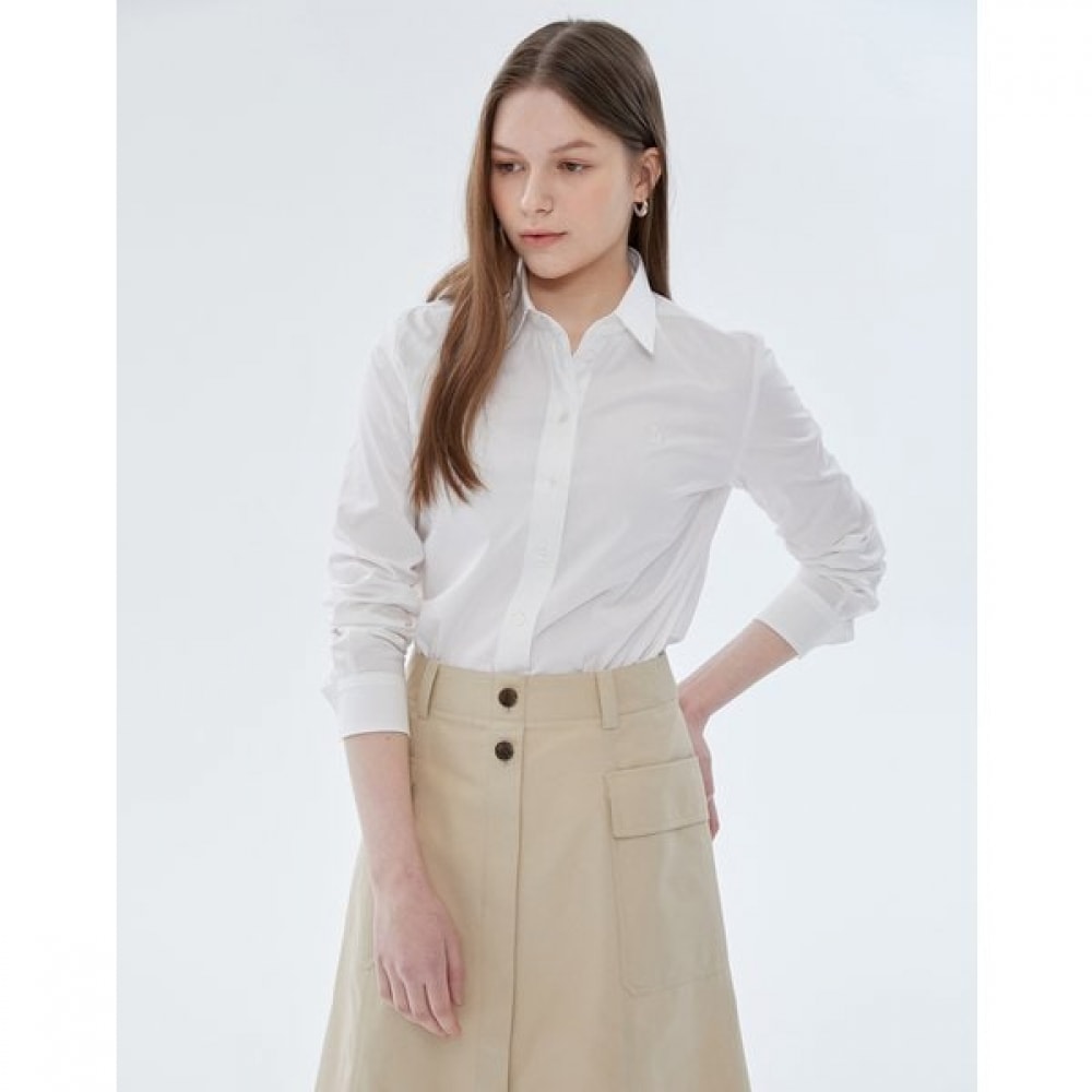 [24SS] [追加販売] [ベスト] ホワイトスリムフィットスパンソリッドシャイア HSSH4BC21WT