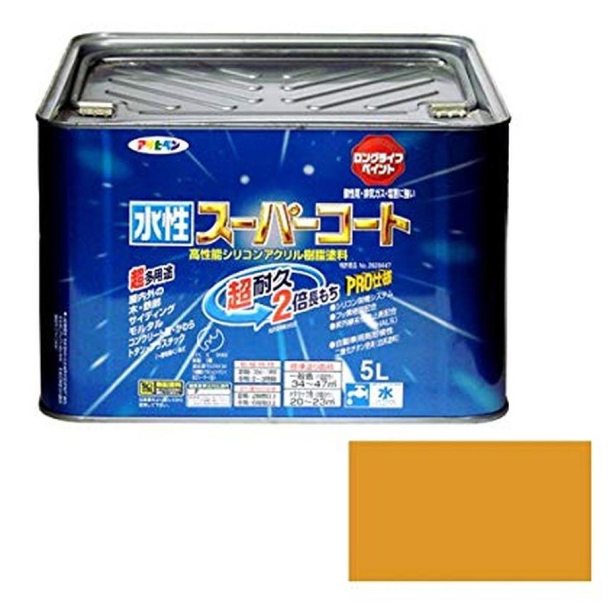 アサヒペン ペンキ 水性スーパーコート 水性多用途 シトラスイエロー 5L