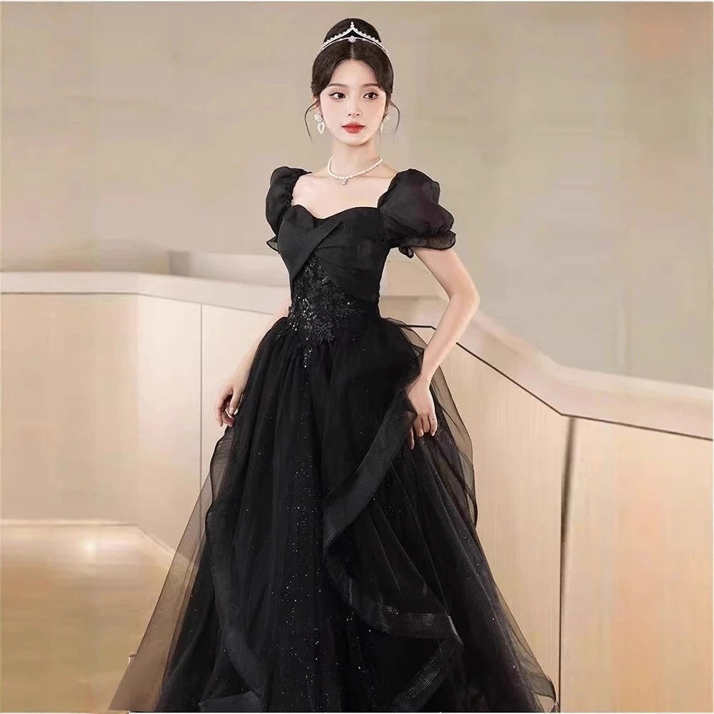 ブラックスクエアネック 誕生日 成人式 卒業式用 エレガントフォーマル ドレス 結婚式 ワンピース お呼ばれドレス 5,831円