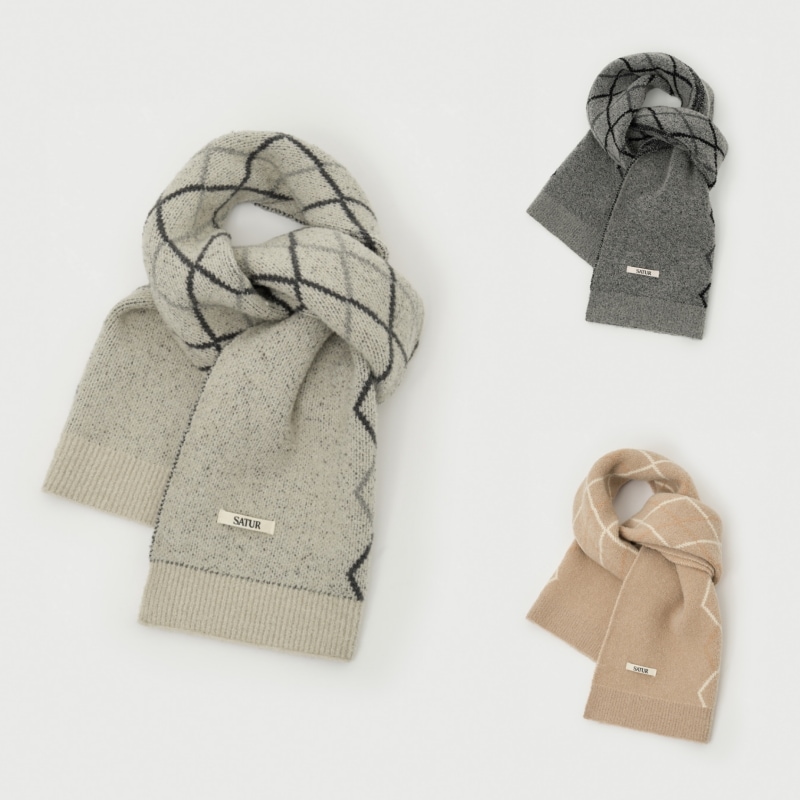 【SATUR】25FW ARGYLE MUFFLER : 3COLORS