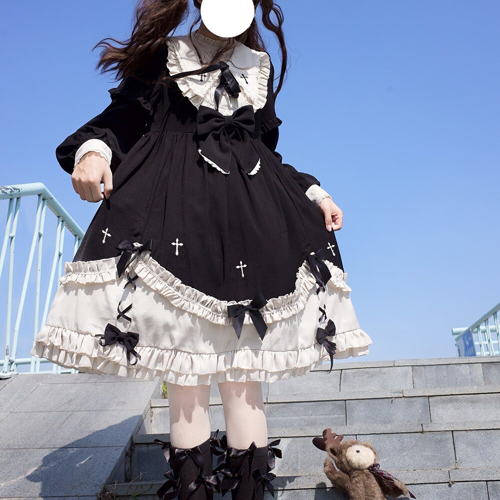 OP ロリータ ワンピース ドレスコスプレ かわいい レトロイベント 長袖卒業式結婚式 ワンピース