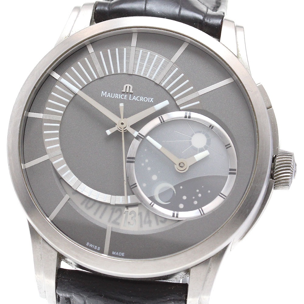 モーリスラクロア MAURICE LACROIX PT6108 ポントス オフセンター GMT デイト 自動巻き メンズ 保証書付き_842721【中古】