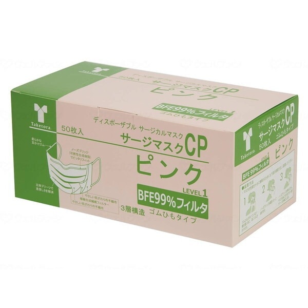 サージマスクCP 50枚入 可燃性ノーズブリッジ ピンク ケース 076165 メーカー直送