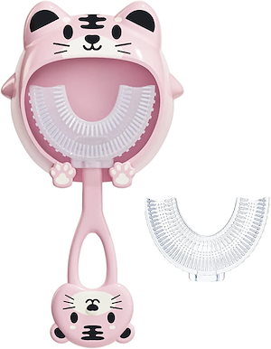 U字型の子供の歯ブラシ26歳の子供向けのシリコン髪の手動の子供の歯ブラシは完全な掃除（Tiger）を提供します