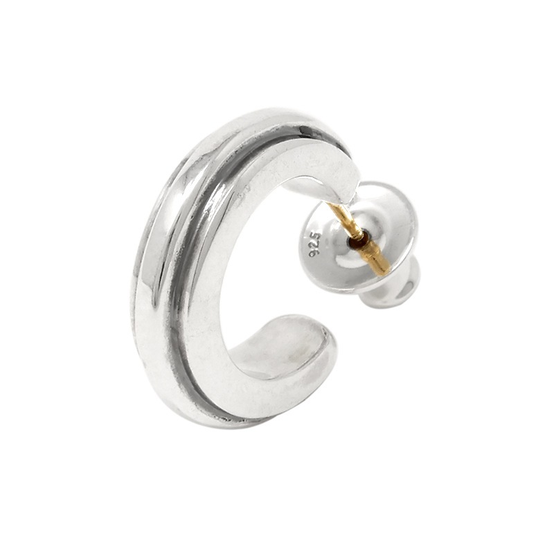 プレーン ハーフフープピアス シルバー925 K18ゴールドポスト VFP-001 1点売り 片耳用 プレゼント 誕生日