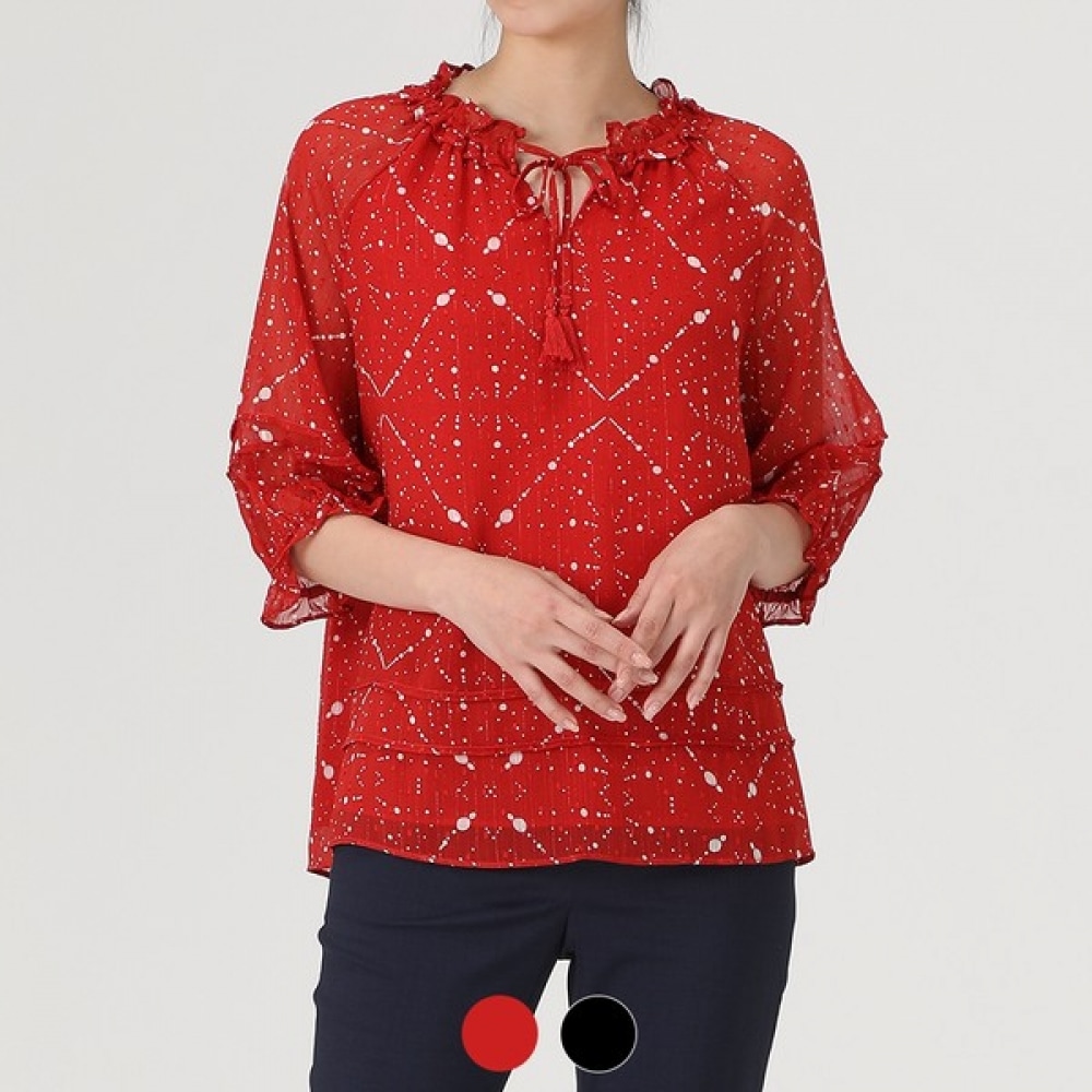 (アナルドバシーニ) (アナルドバシーニ) フリルシフォン柄ブラウス (AV06BL03M)