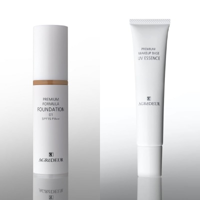 【AGReDEUR】アグレデュール 2点セット（ プレミアム メイクアップベース UVエッセンス + プレミアム フォーミュラ ファンデーション）