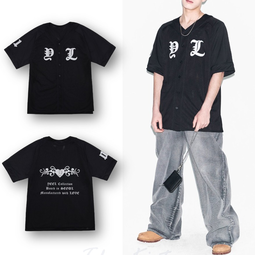 [YEEL] CUBIC APPLIQUE MESH BASEBALL JACKET