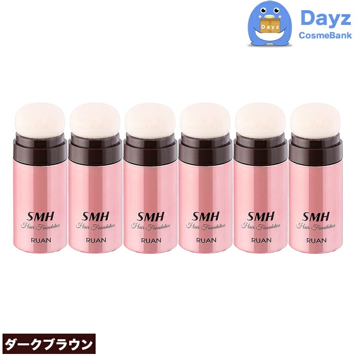 ルアン スーパーミリオンヘアー ファンデーション スティックタイプ 3g　ダークブラウン　6点セット　　白髪リタッチ 生え際カバー　　SMH ファンデーション　　白髪隠し 薄毛隠し 分け目隠し